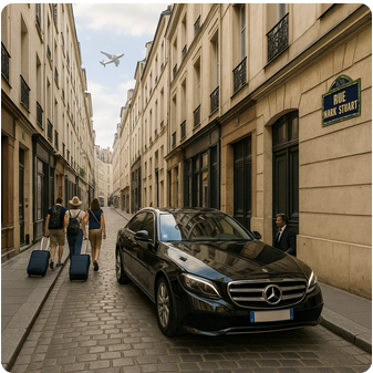 Private shuttle transfer from Rue Marie-Stuart to Paris airports