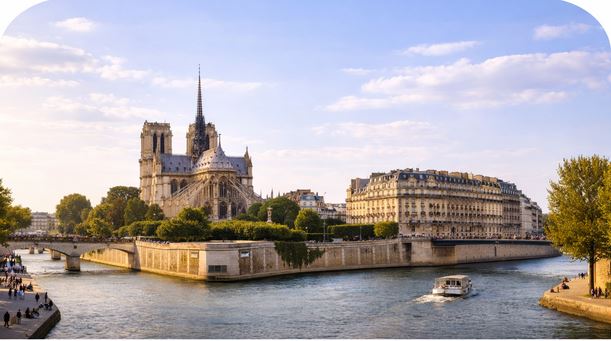 Airport transfer to Notre-Dame and Ile de la Cité