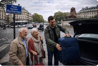 Paris local airport transfers across residential districts