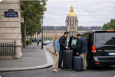 Private transfer to Invalides district Paris airport chauffeur service
