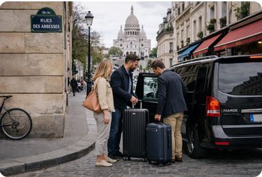 Private transfer to Montmartre Paris airport chauffeur service Sacré-Cœur district