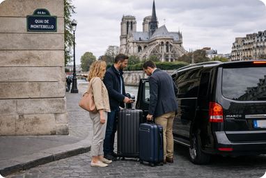 Private transfer to Notre-Dame Paris airport chauffeur service historic islands district